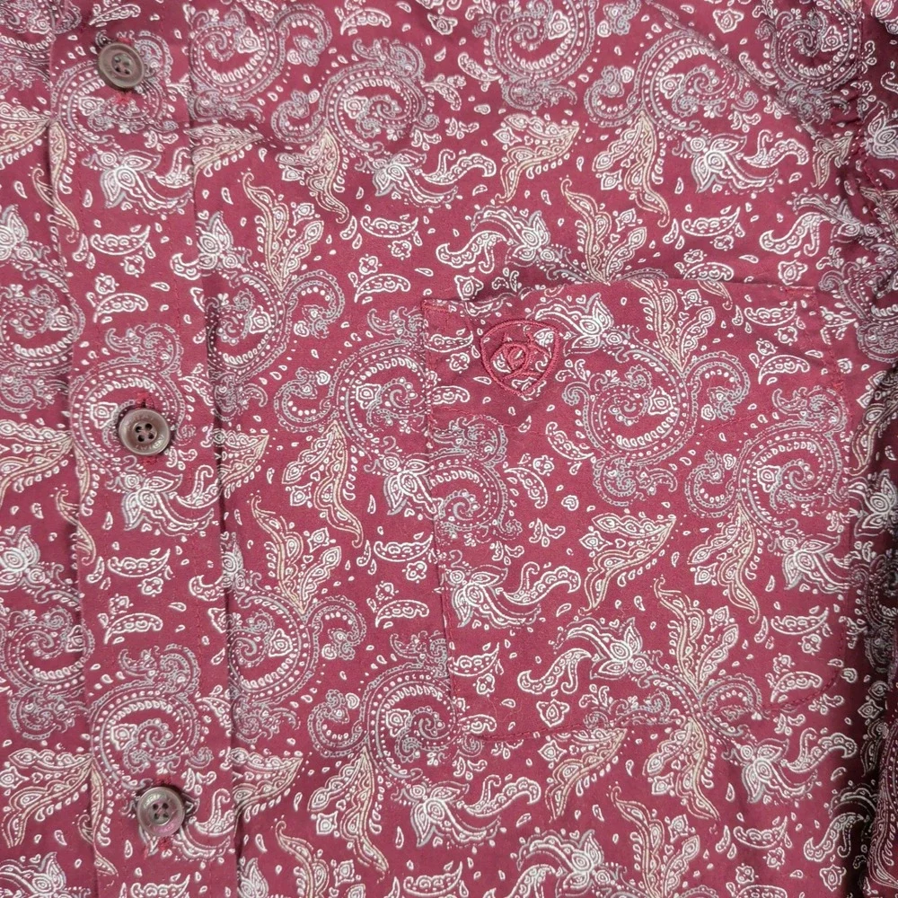 Ariat Boys Olex CAV SMU Burgundy Paisley Western Rodeo Button Down Shirt XL 18